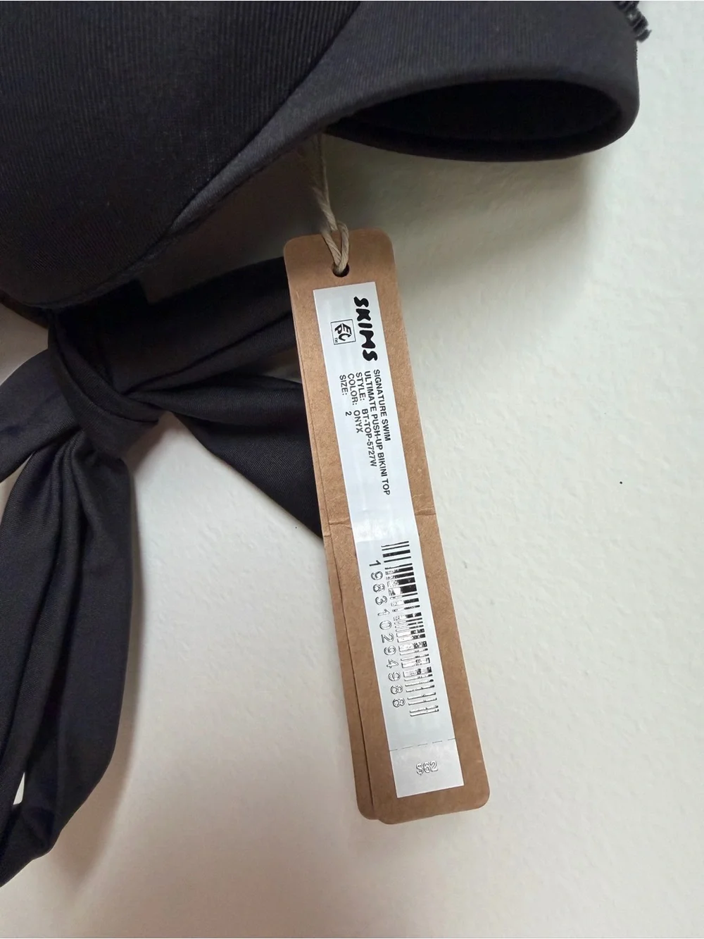 SKIMS Black Tie-Back Push-Up Bikini Top